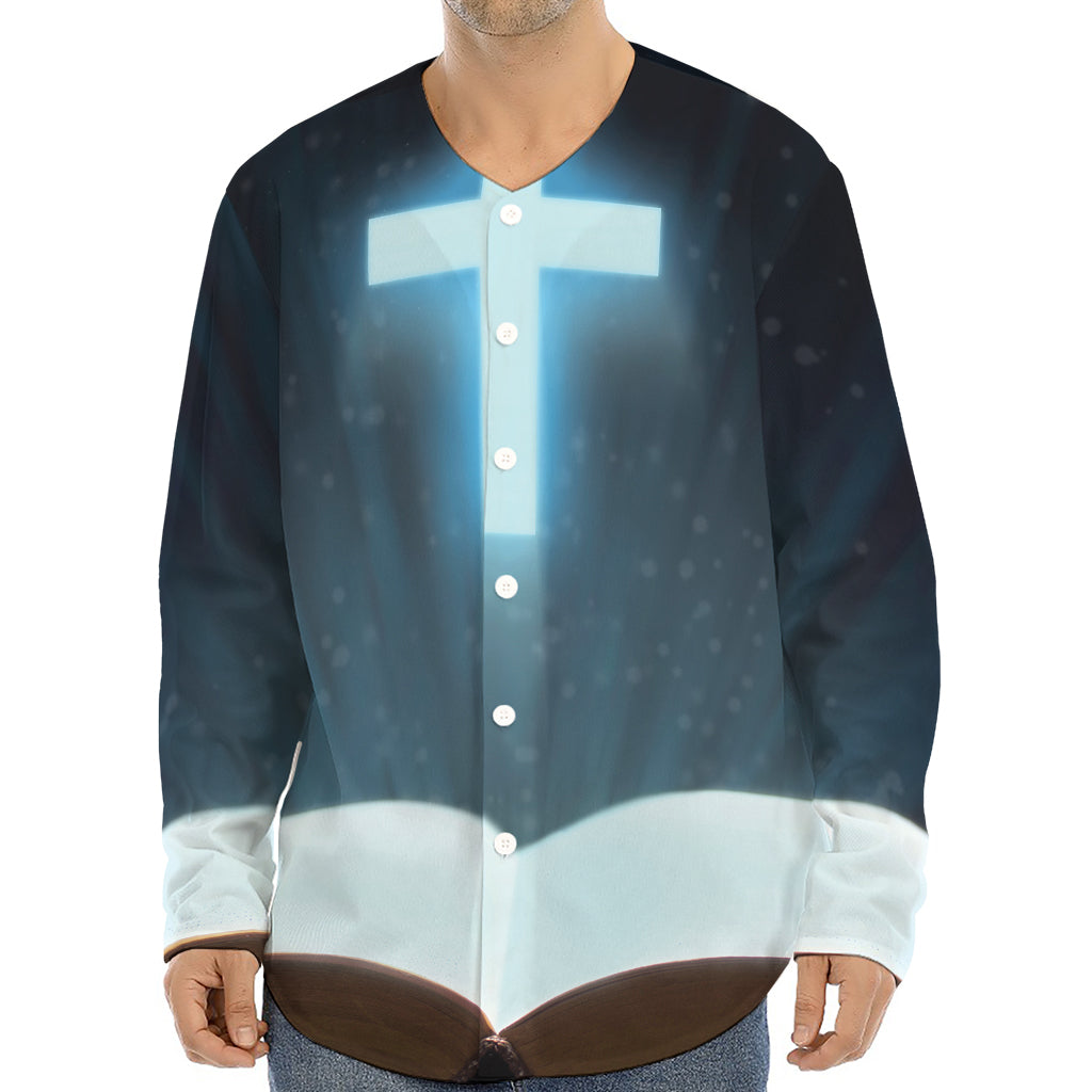 Shining Holy Bible Print Long Sleeve Baseball Jersey