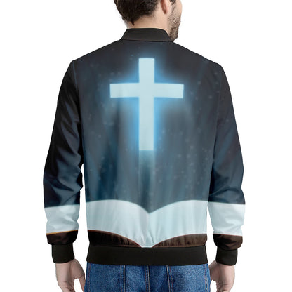 Shining Holy Bible Print Men's Bomber Jacket