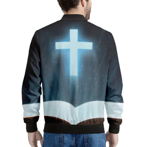 Shining Holy Bible Print Men's Bomber Jacket