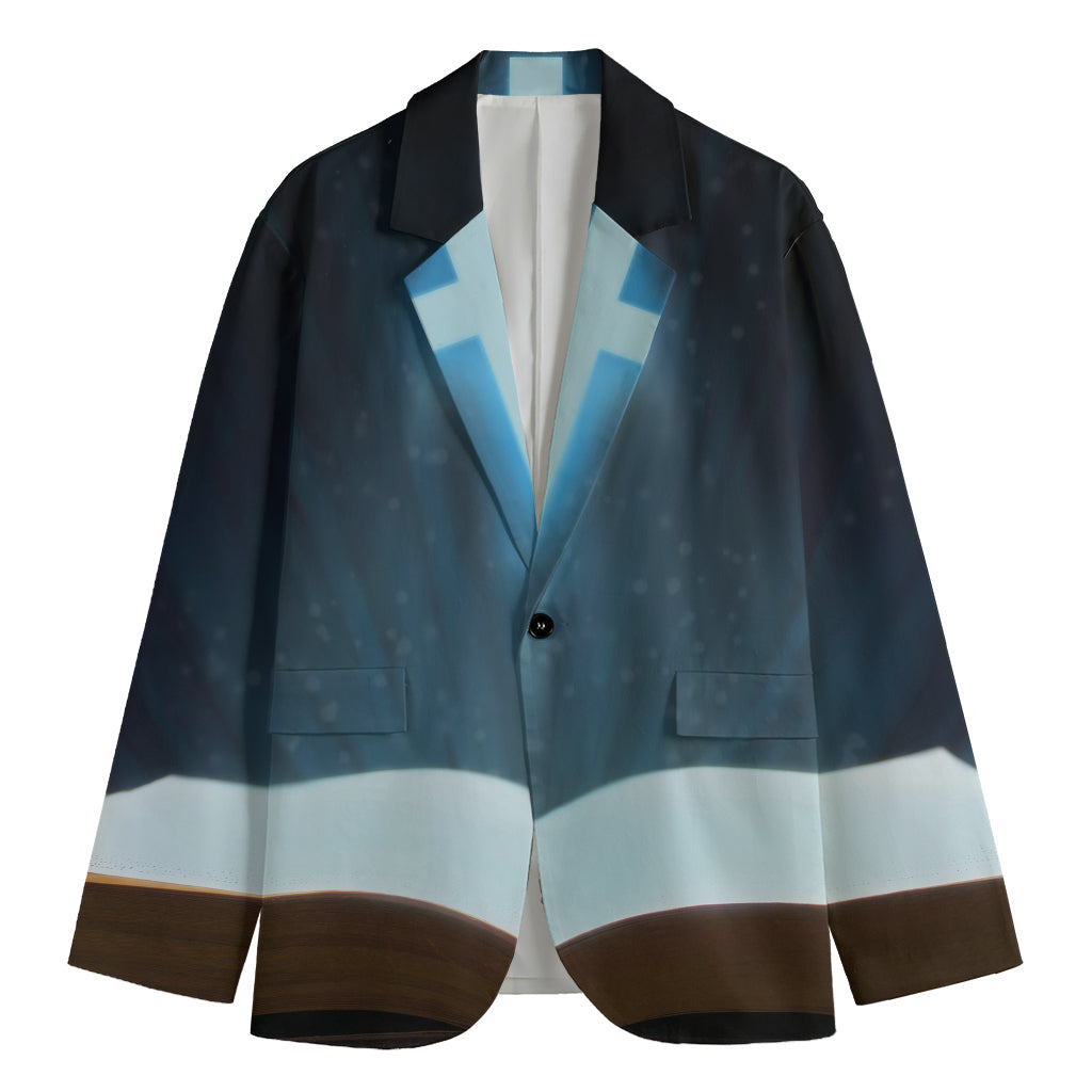 Shining Holy Bible Print Men's Cotton Blazer