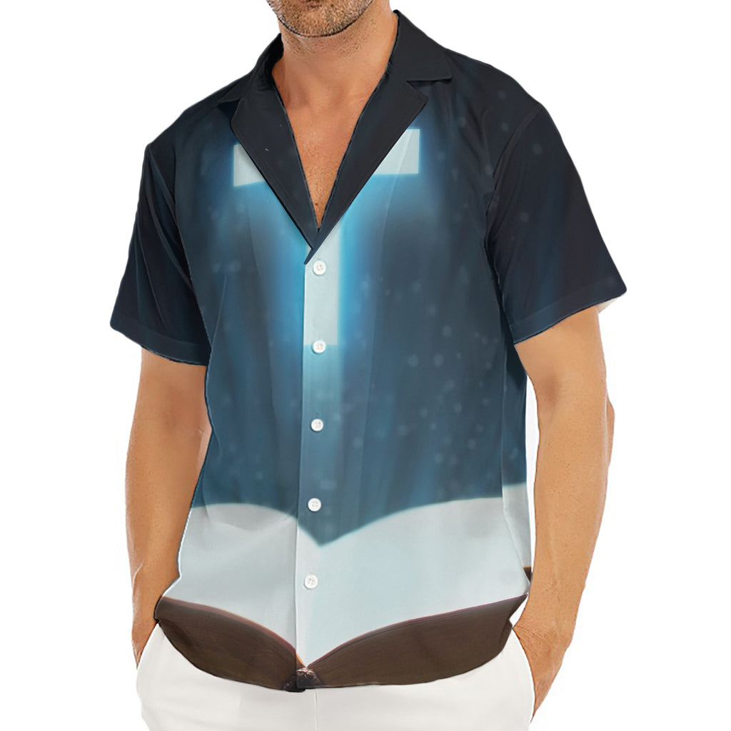 Shining Holy Bible Print Men's Deep V-Neck Shirt