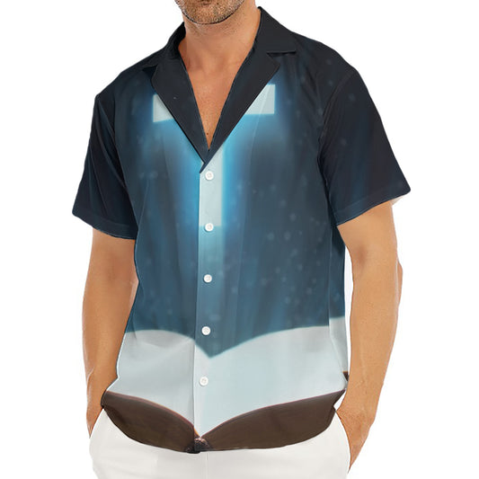 Shining Holy Bible Print Men's Deep V-Neck Shirt