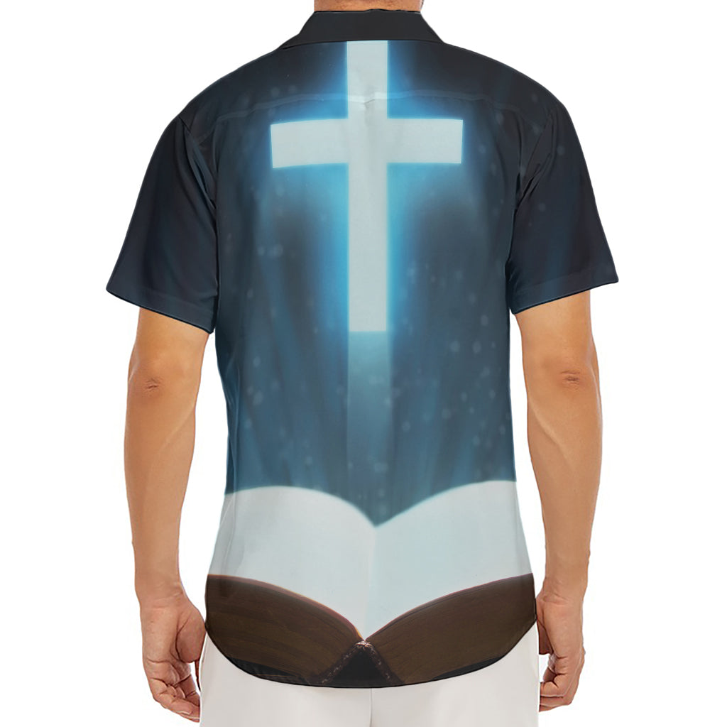 Shining Holy Bible Print Men's Deep V-Neck Shirt