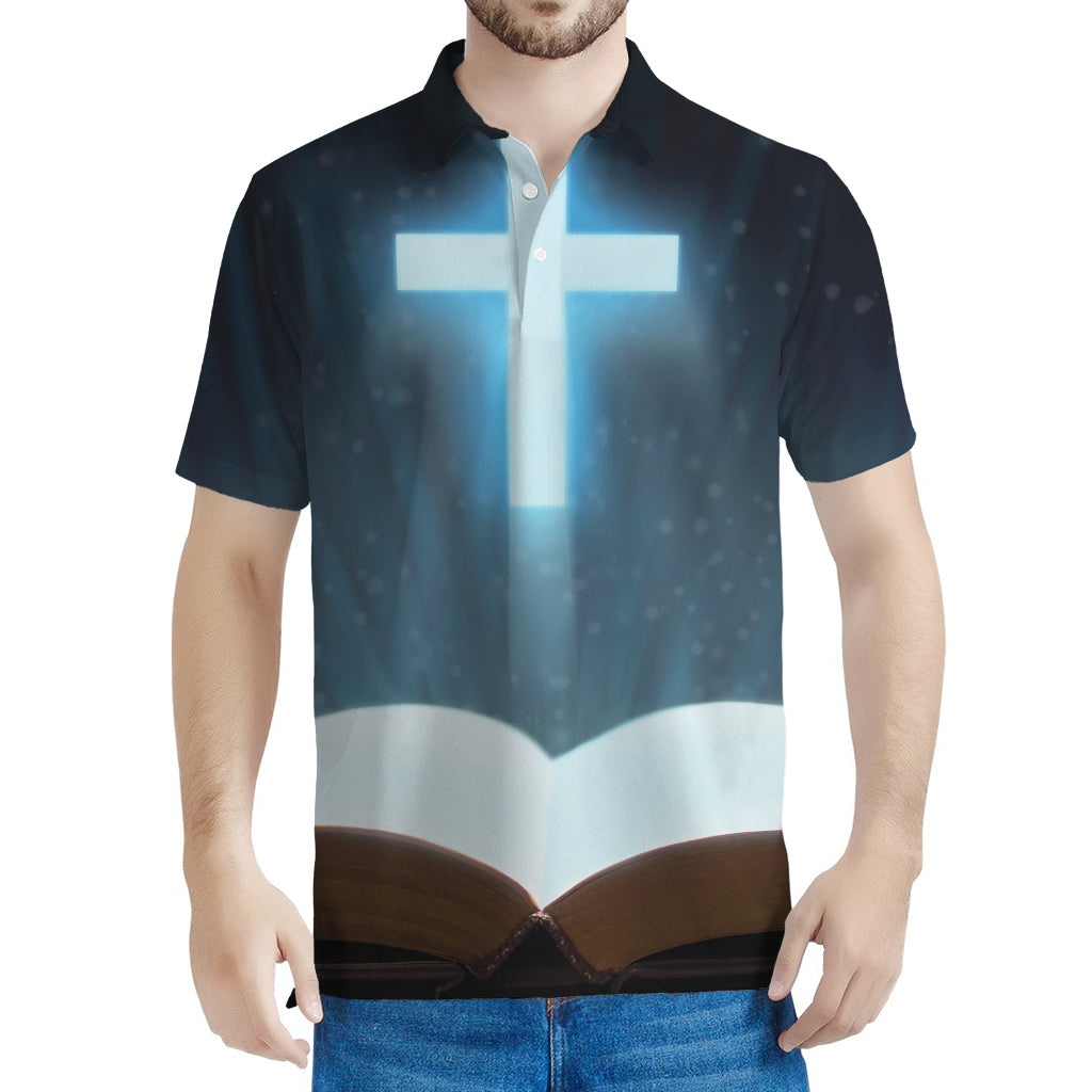 Shining Holy Bible Print Men's Polo Shirt