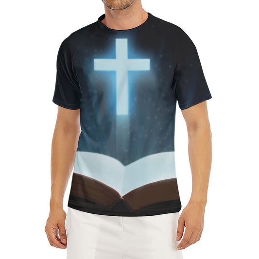 Shining Holy Bible Print Men's Short Sleeve Rash Guard