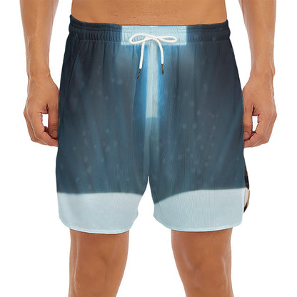 Shining Holy Bible Print Men's Split Running Shorts