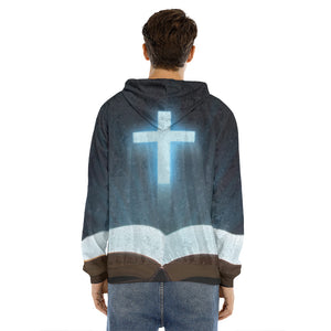 Shining Holy Bible Print Men's Velvet Pullover Hoodie