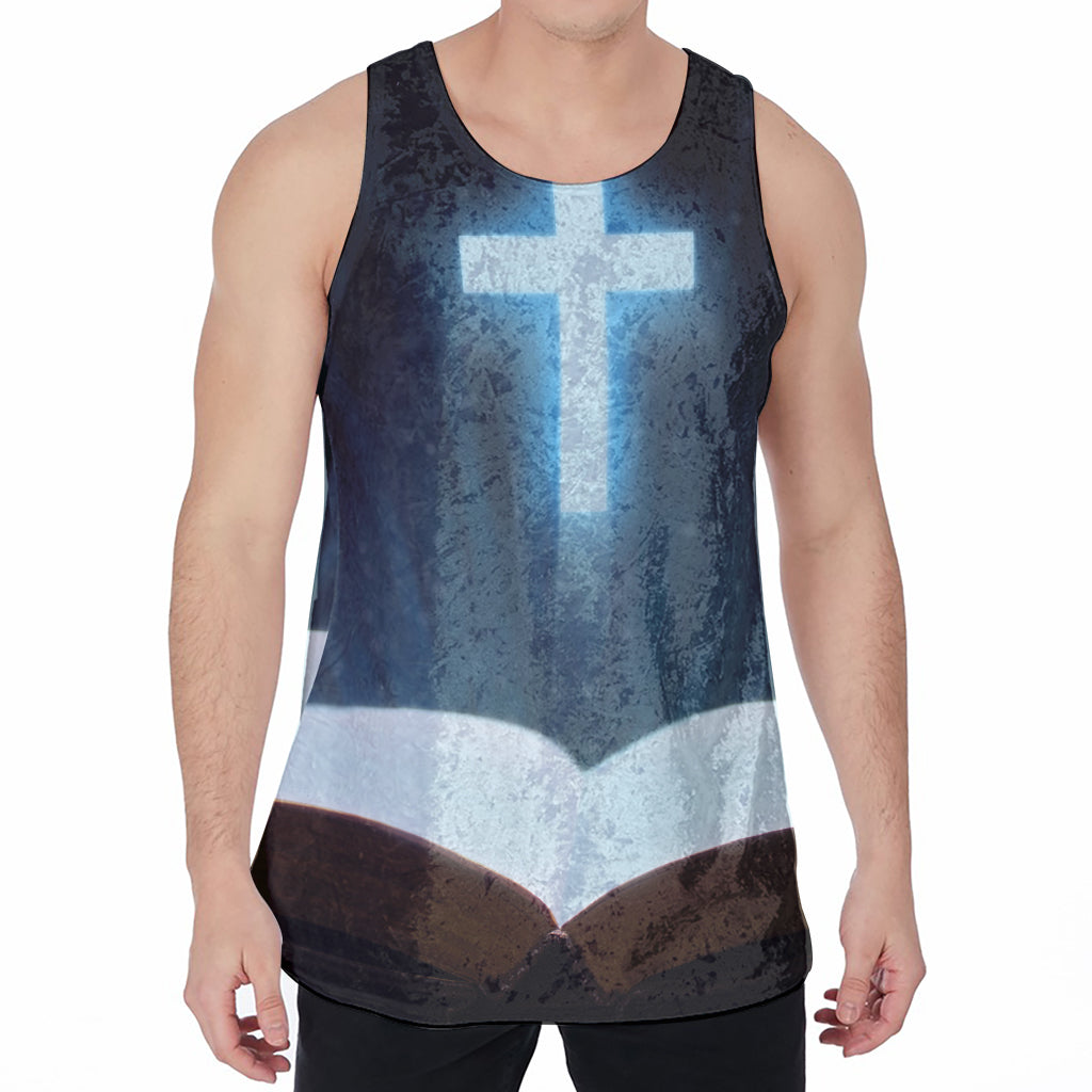 Shining Holy Bible Print Men's Velvet Tank Top