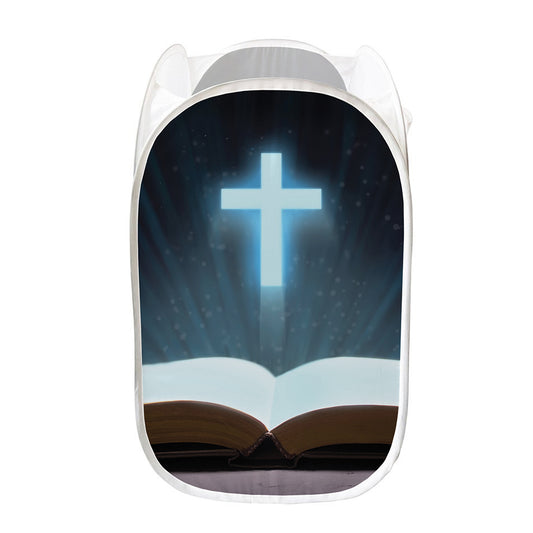 Shining Holy Bible Print Mesh Laundry Hamper