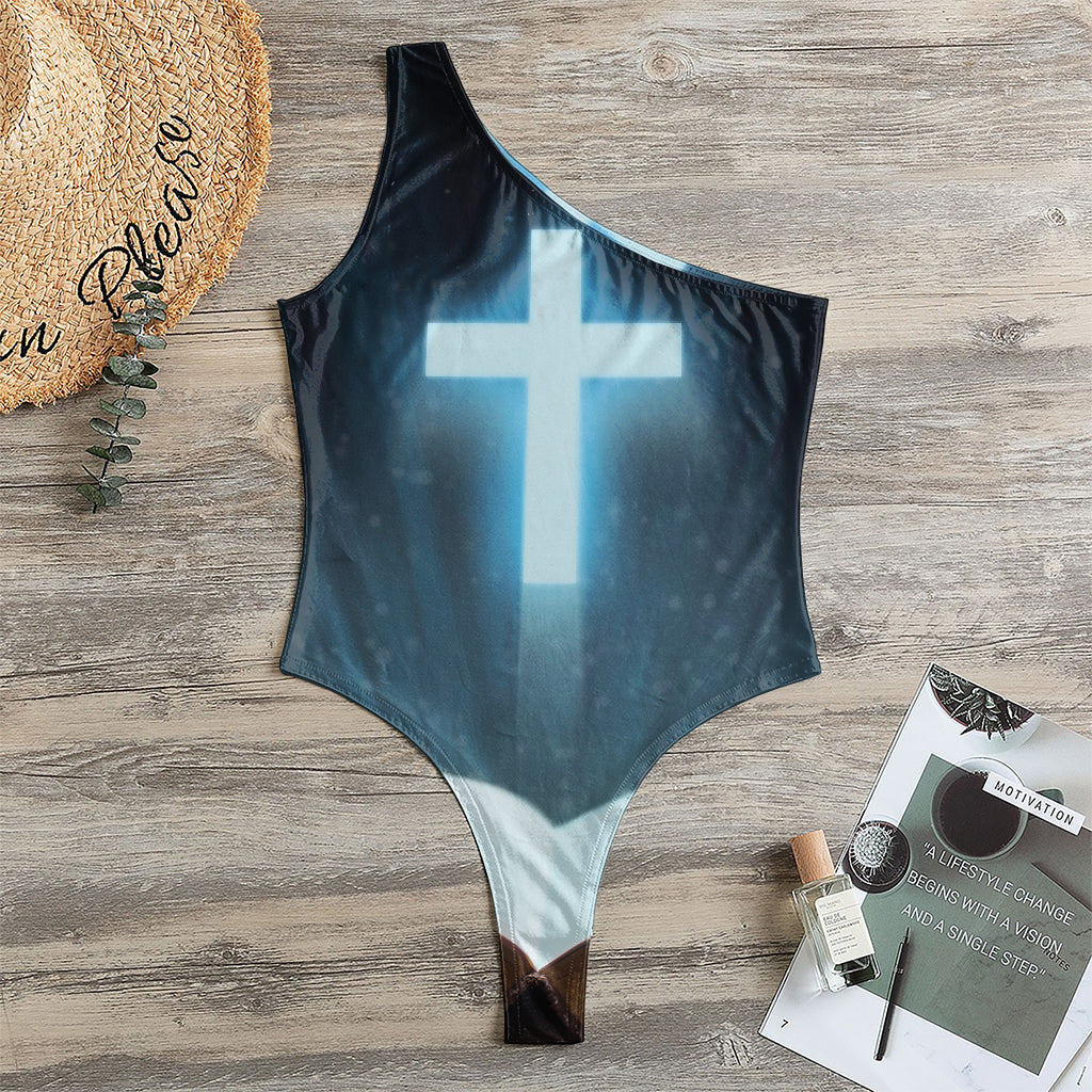 Shining Holy Bible Print One Shoulder Bodysuit