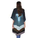 Shining Holy Bible Print Open Front Beach Cover Up