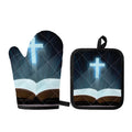 Shining Holy Bible Print Oven Mitt And Pot Holder Set