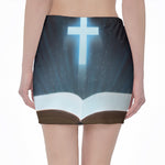 Shining Holy Bible Print Pencil Mini Skirt