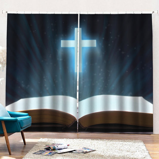 Shining Holy Bible Print Pencil Pleat Curtains