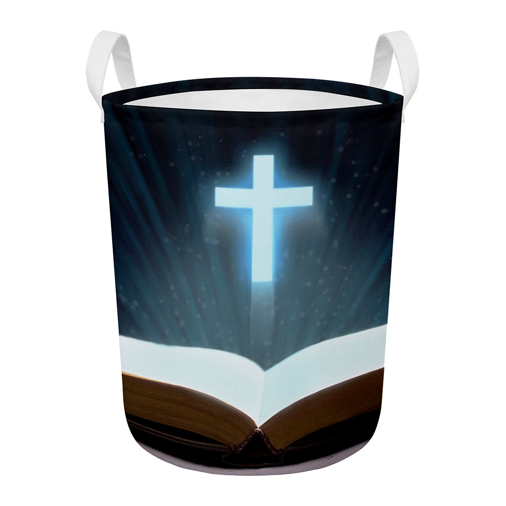 Shining Holy Bible Print Round Laundry Basket