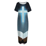Shining Holy Bible Print Short Sleeve Long Nightdress