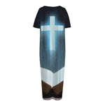Shining Holy Bible Print Short Sleeve Long Nightdress