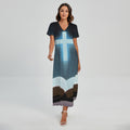 Shining Holy Bible Print Short Sleeve Maxi Dress