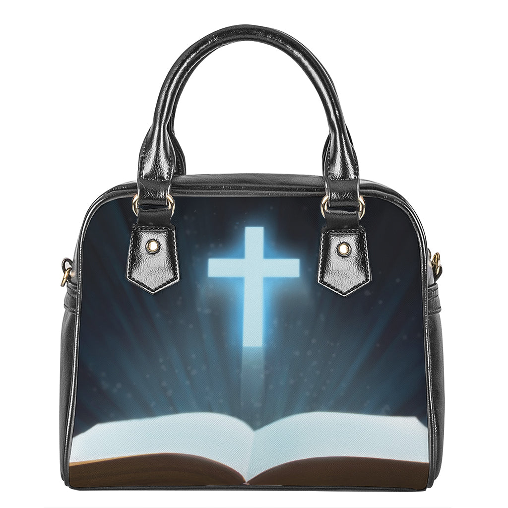 Shining Holy Bible Print Shoulder Handbag