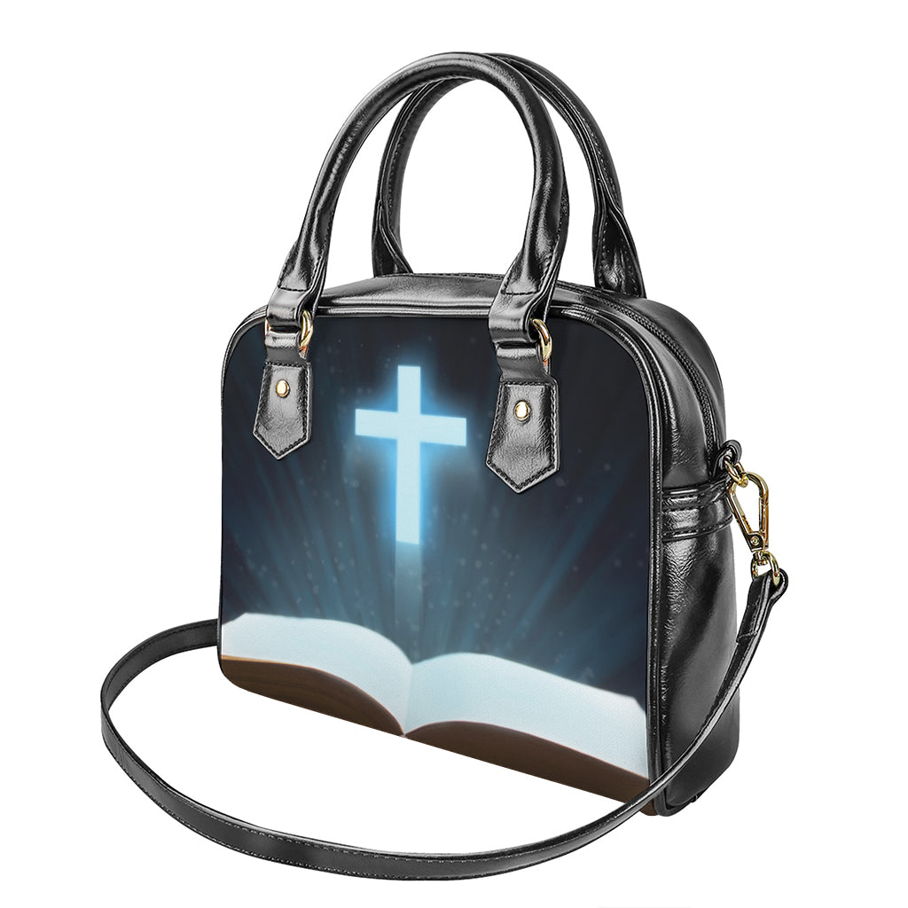 Shining Holy Bible Print Shoulder Handbag