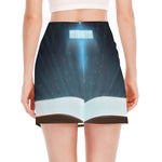 Shining Holy Bible Print Side Slit Mini Skirt