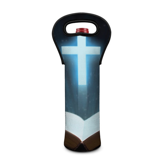 Shining Holy Bible Print Single Neoprene Wine Tote