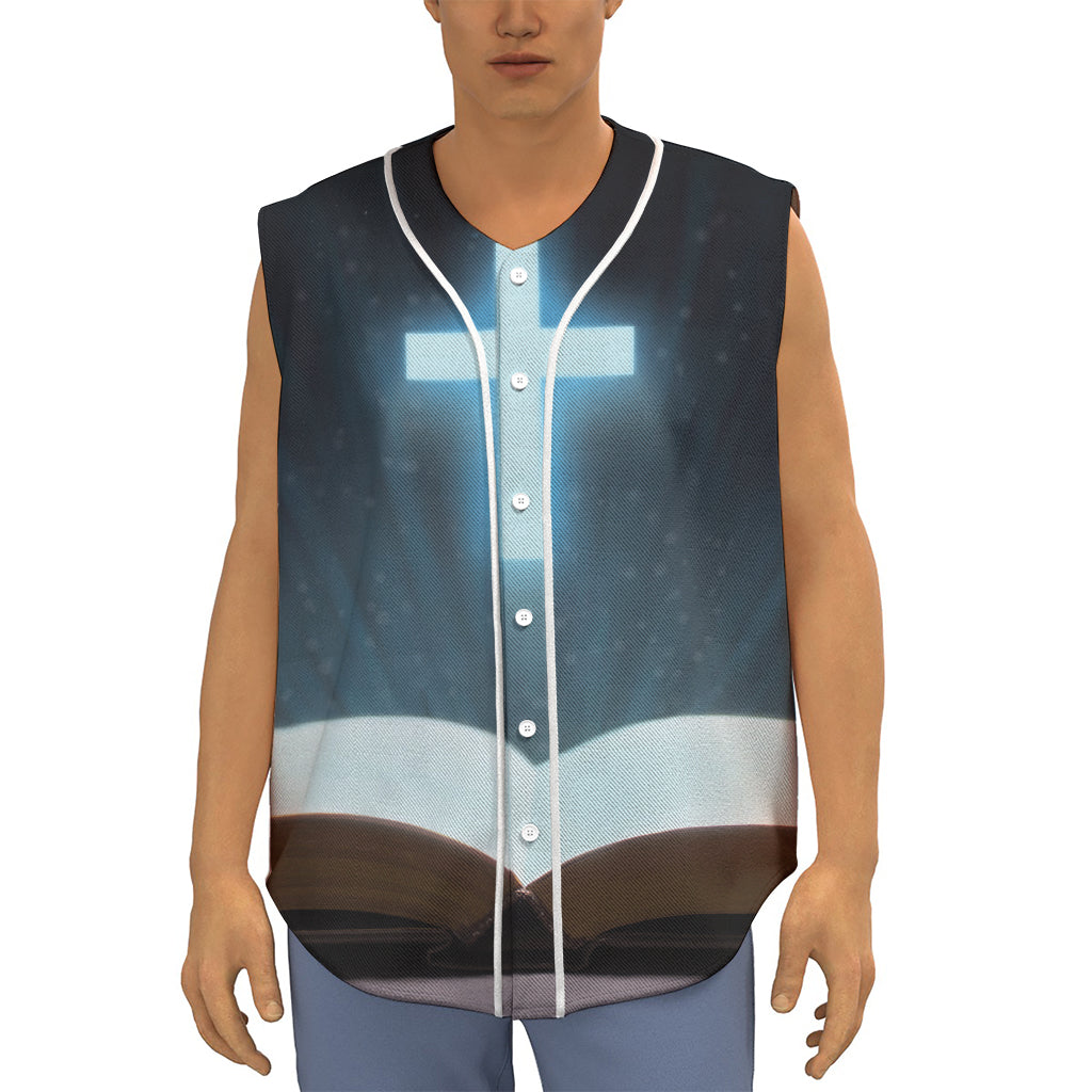 Shining Holy Bible Print Sleeveless Baseball Jersey