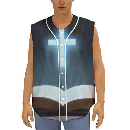 Shining Holy Bible Print Sleeveless Baseball Jersey