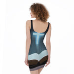Shining Holy Bible Print Sleeveless Bodycon Dress