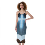 Shining Holy Bible Print Slim Fit Midi Cami Dress