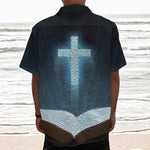 Shining Holy Bible Print Textured Short Sleeve Shirt
