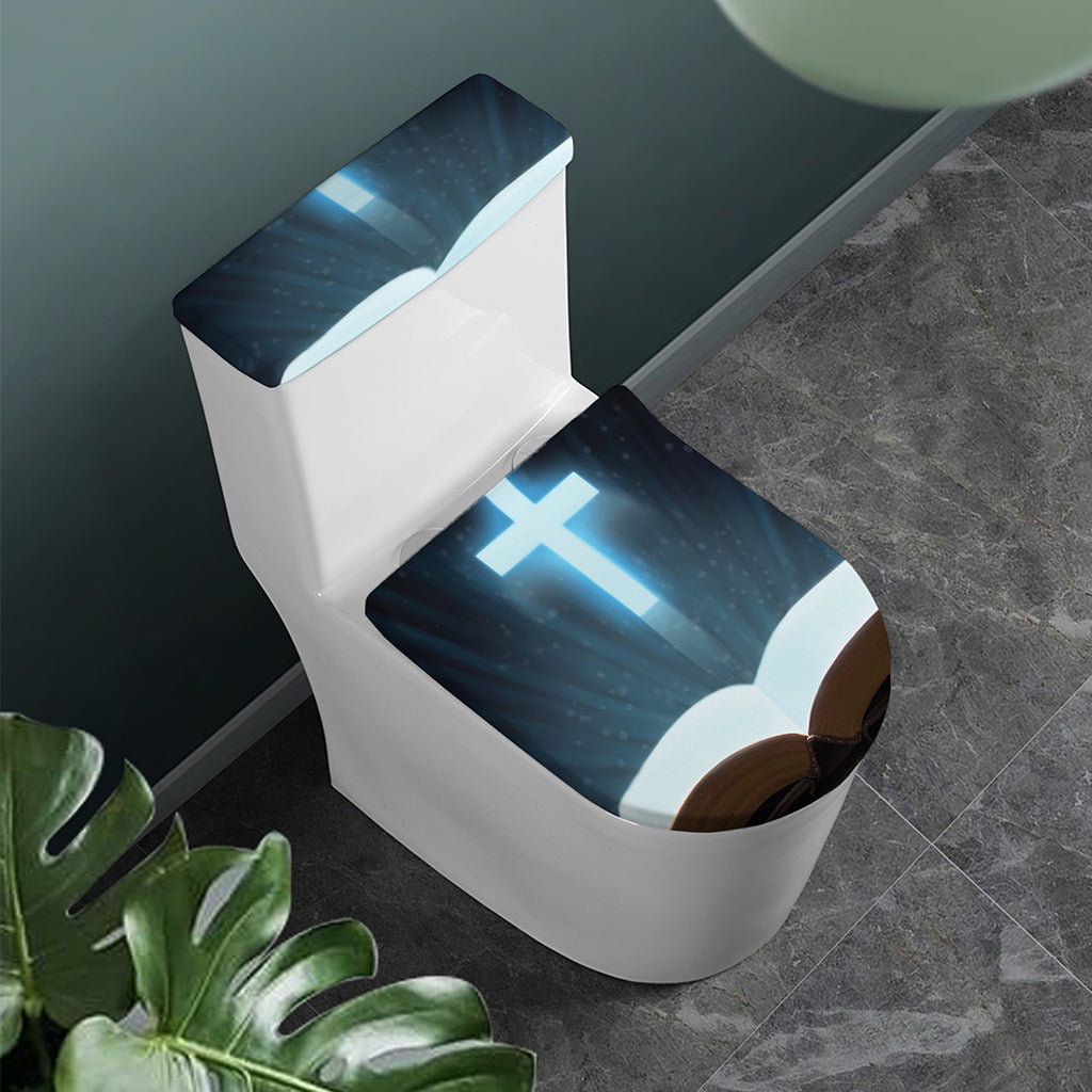 Shining Holy Bible Print Toilet Lid And Tank Cover Set