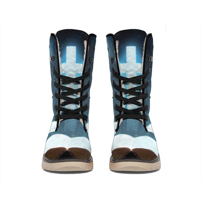 Shining Holy Bible Print Winter Boots