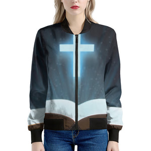 Shining Holy Bible Print Women's Bomber Jacket