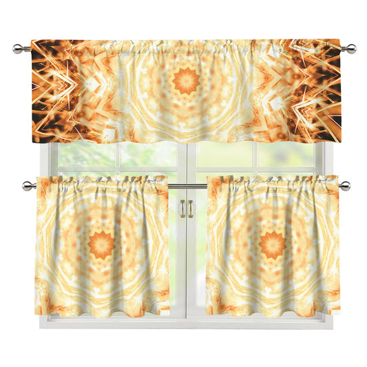 Shining Kaleidoscope Print 3 Piece Kitchen Curtains