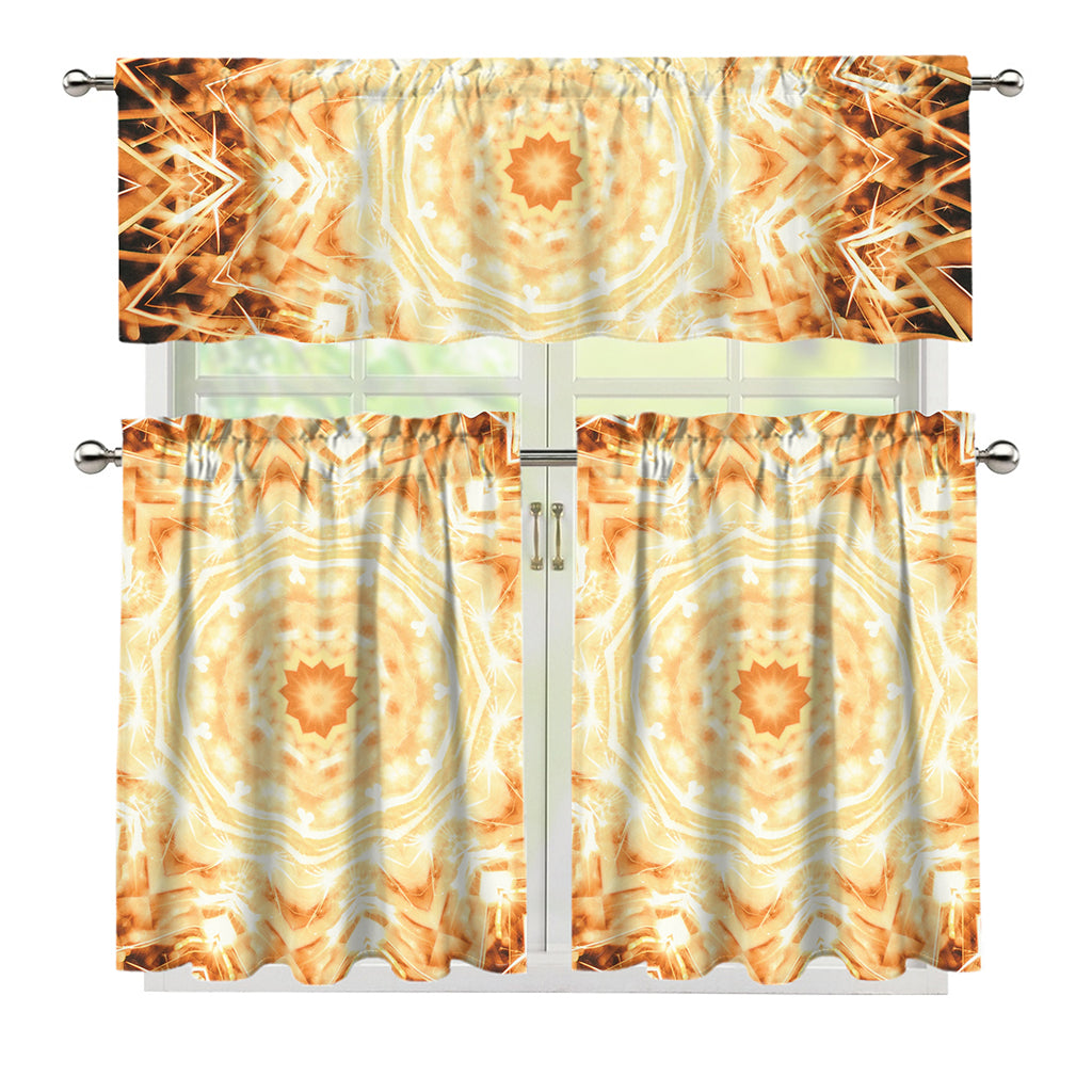 Shining Kaleidoscope Print 3 Piece Kitchen Curtains