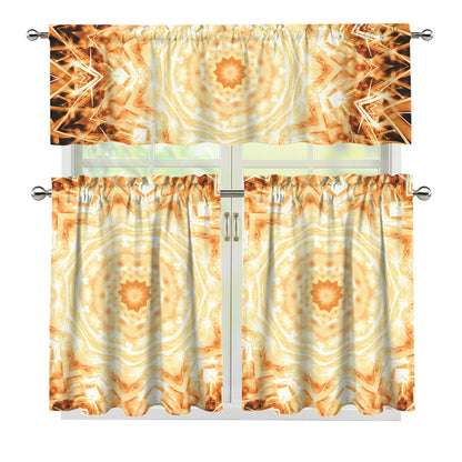 Shining Kaleidoscope Print 3 Piece Kitchen Curtains