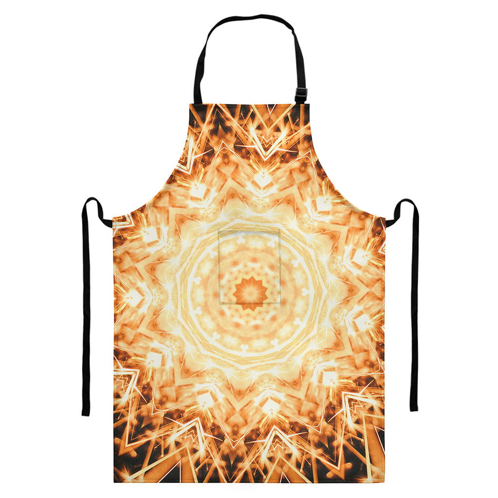 Shining Kaleidoscope Print Bib Apron With Pocket