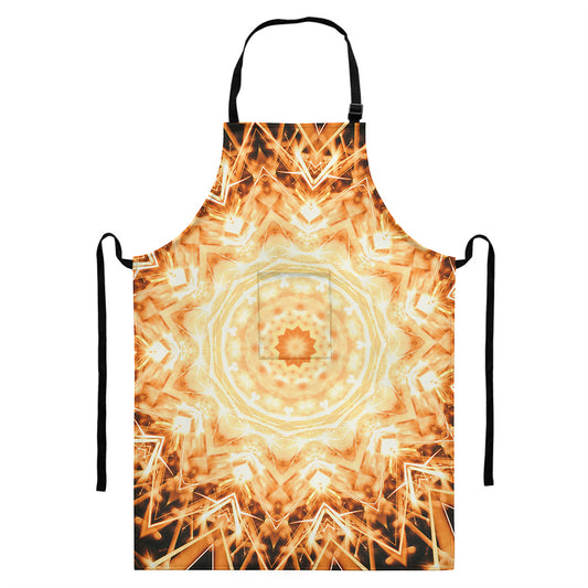 Shining Kaleidoscope Print Bib Apron With Pocket