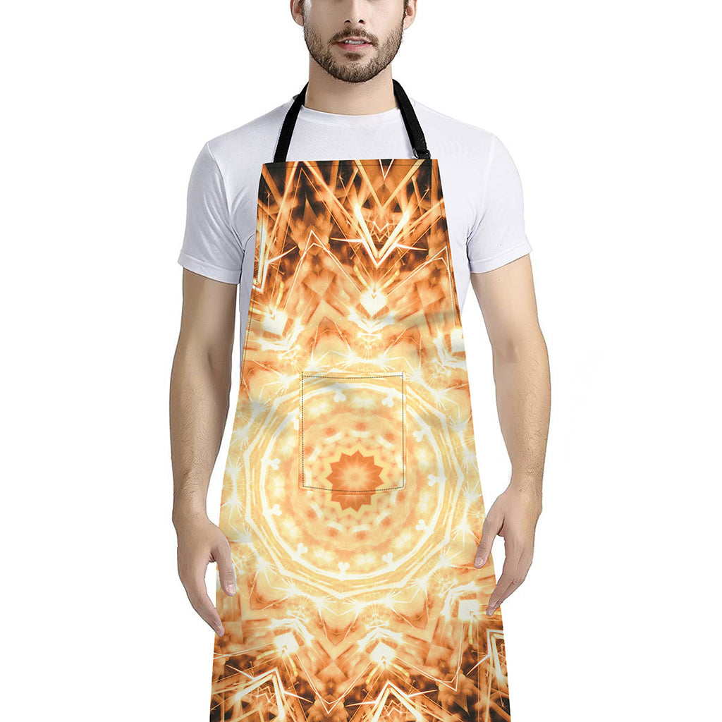 Shining Kaleidoscope Print Bib Apron With Pocket