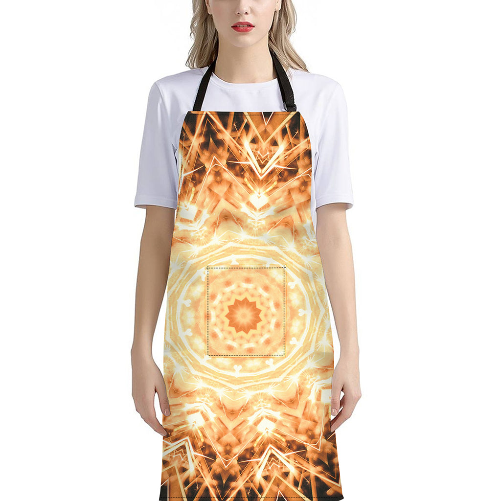 Shining Kaleidoscope Print Bib Apron With Pocket