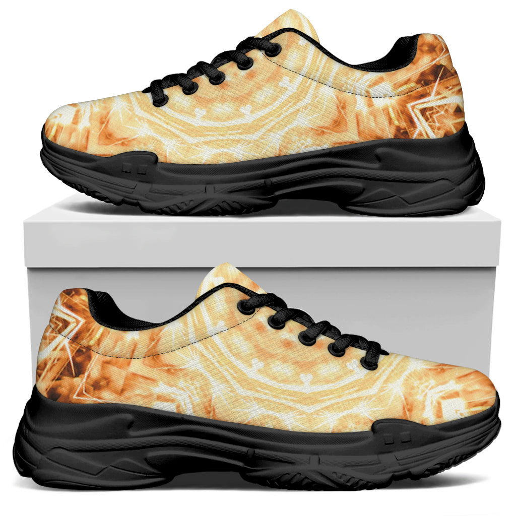 Shining Kaleidoscope Print Black Chunky Shoes