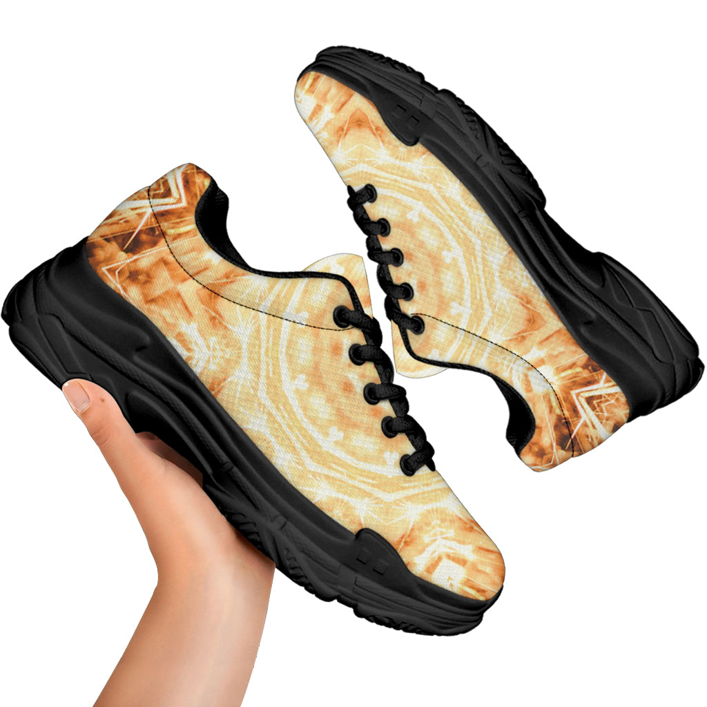 Shining Kaleidoscope Print Black Chunky Shoes