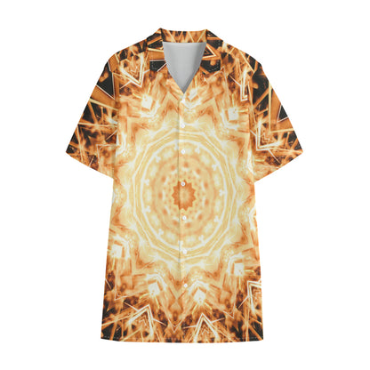 Shining Kaleidoscope Print Cotton Hawaiian Shirt