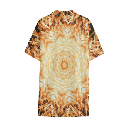 Shining Kaleidoscope Print Cotton Hawaiian Shirt