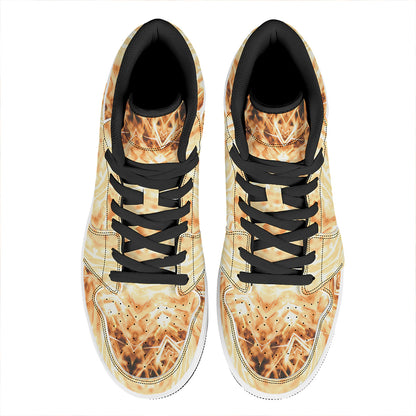 Shining Kaleidoscope Print High Top Leather Sneakers