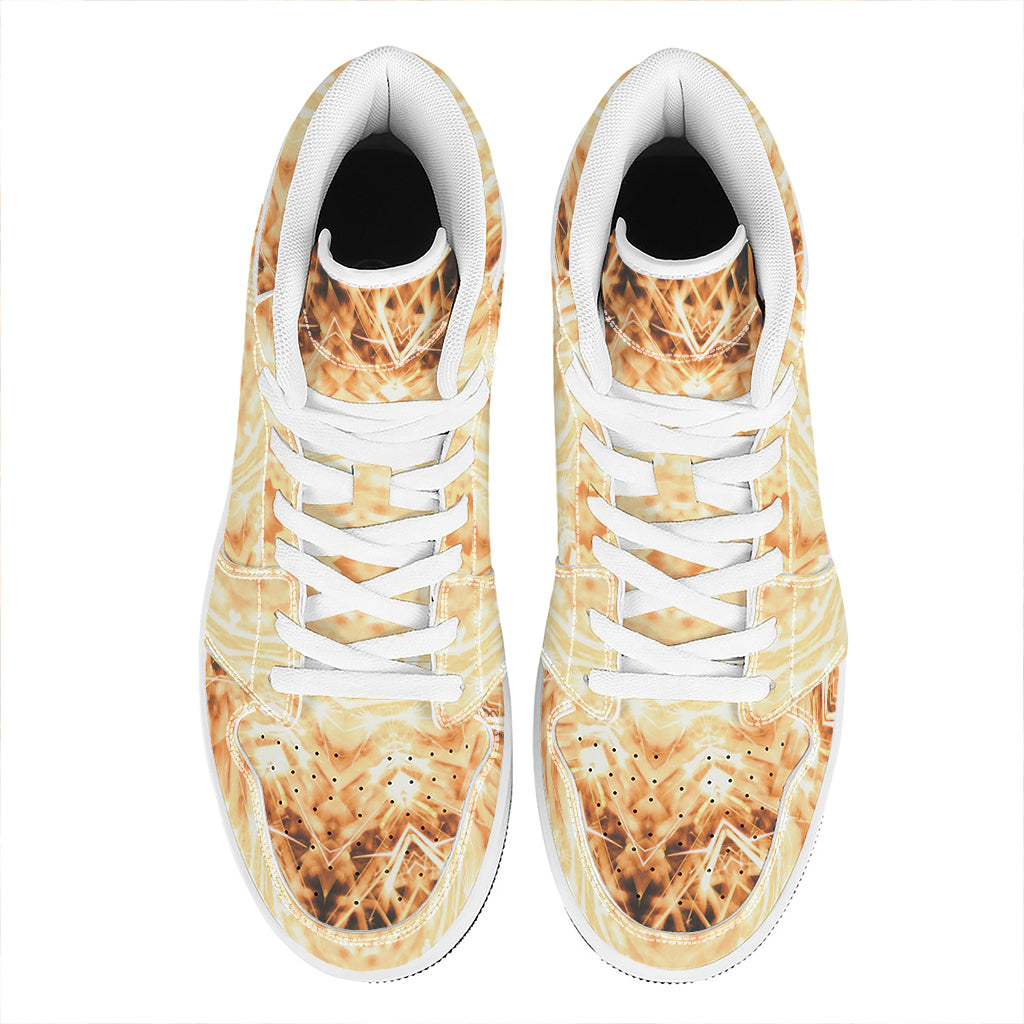 Shining Kaleidoscope Print High Top Leather Sneakers