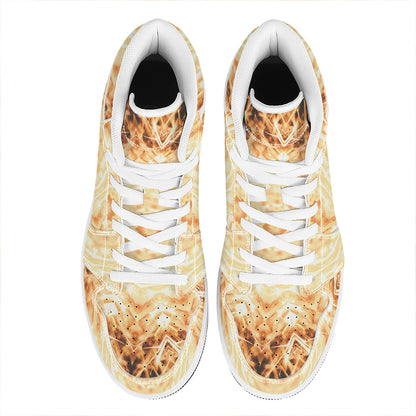 Shining Kaleidoscope Print High Top Leather Sneakers