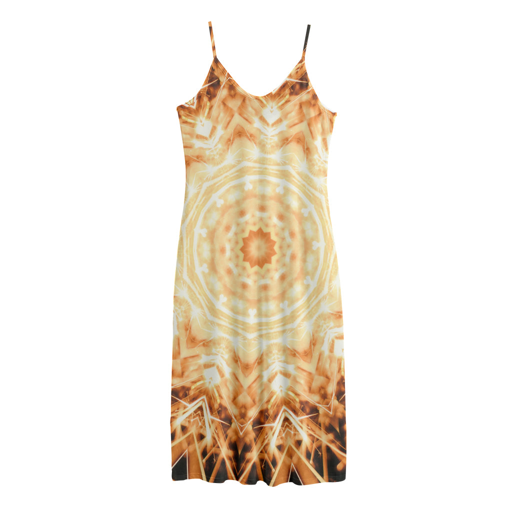 Shining Kaleidoscope Print Jersey Midi Cami Dress