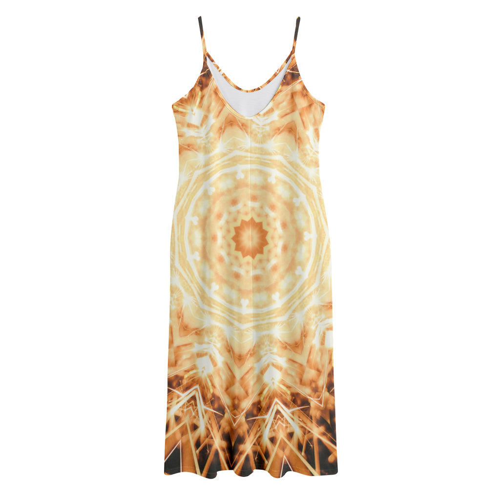 Shining Kaleidoscope Print Jersey Midi Cami Dress